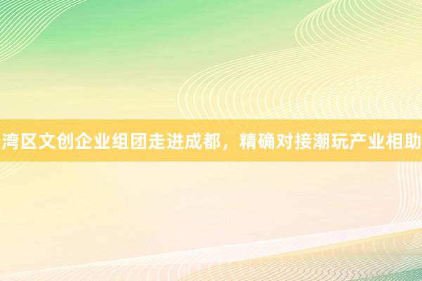 湾区文创企业组团走进成都，精确对接潮玩产业相助